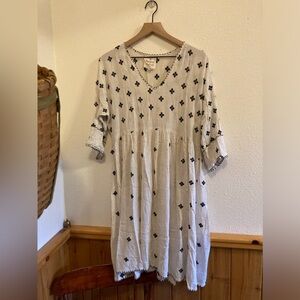 MEENA MAHAL linen and cotton embroidered dress, size S